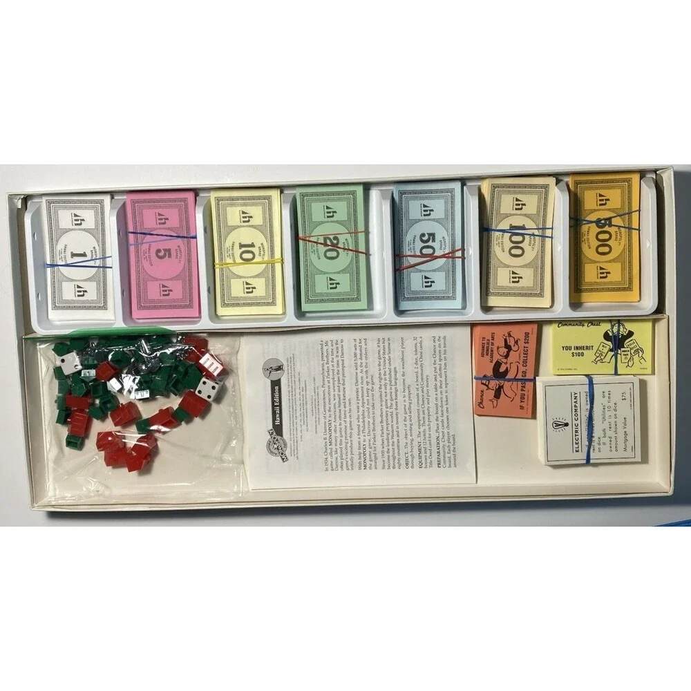 Monopoly Hawaii Edition Complete Hasbro 1996 USAOPOLY Official FLAW